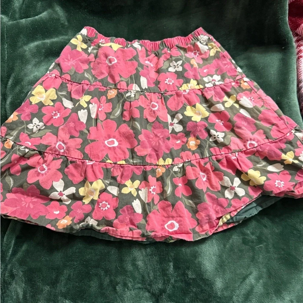 Vintage 2013 GYMBOREE Floral Tiered Skirt in Pink and Green